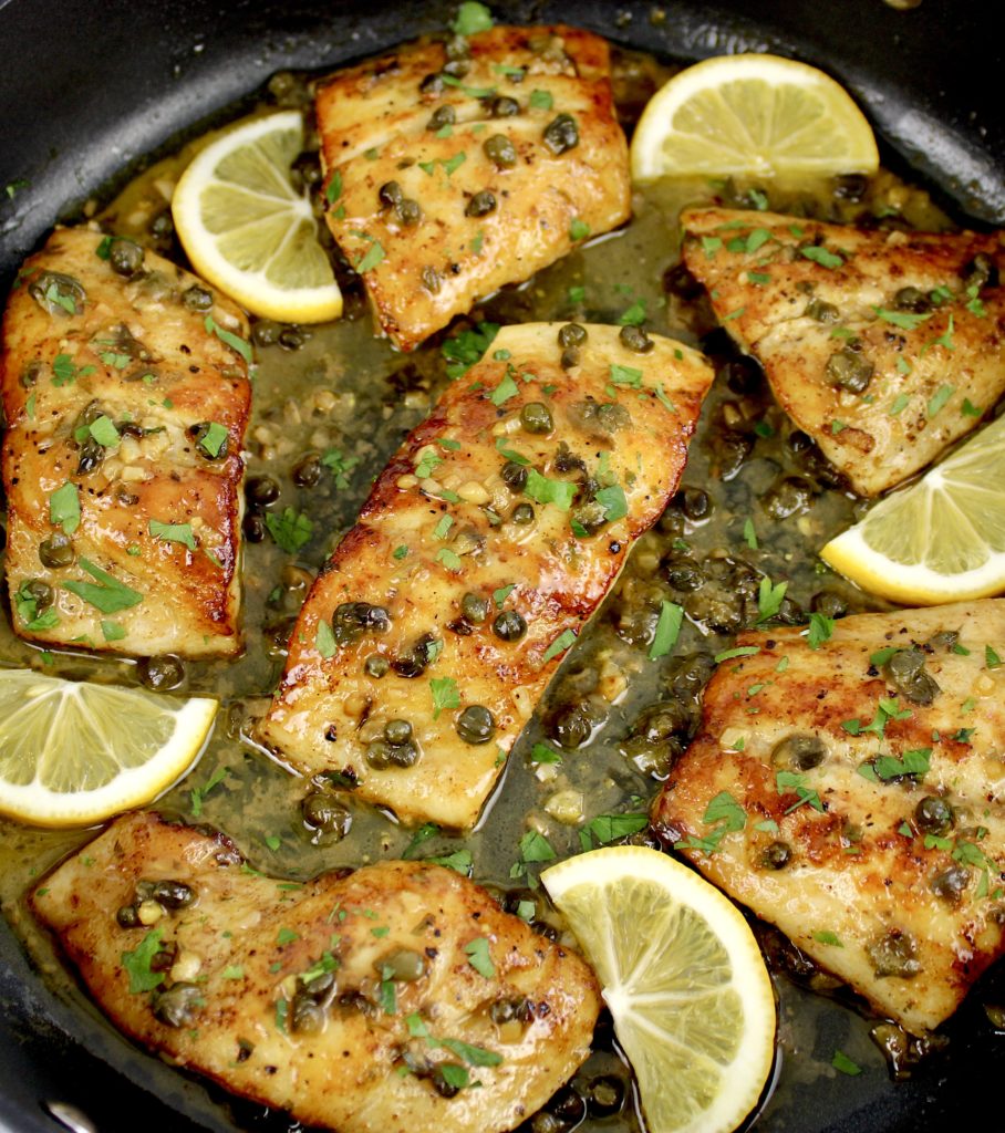 6 pieces of salmon in lemon caper butter sauce