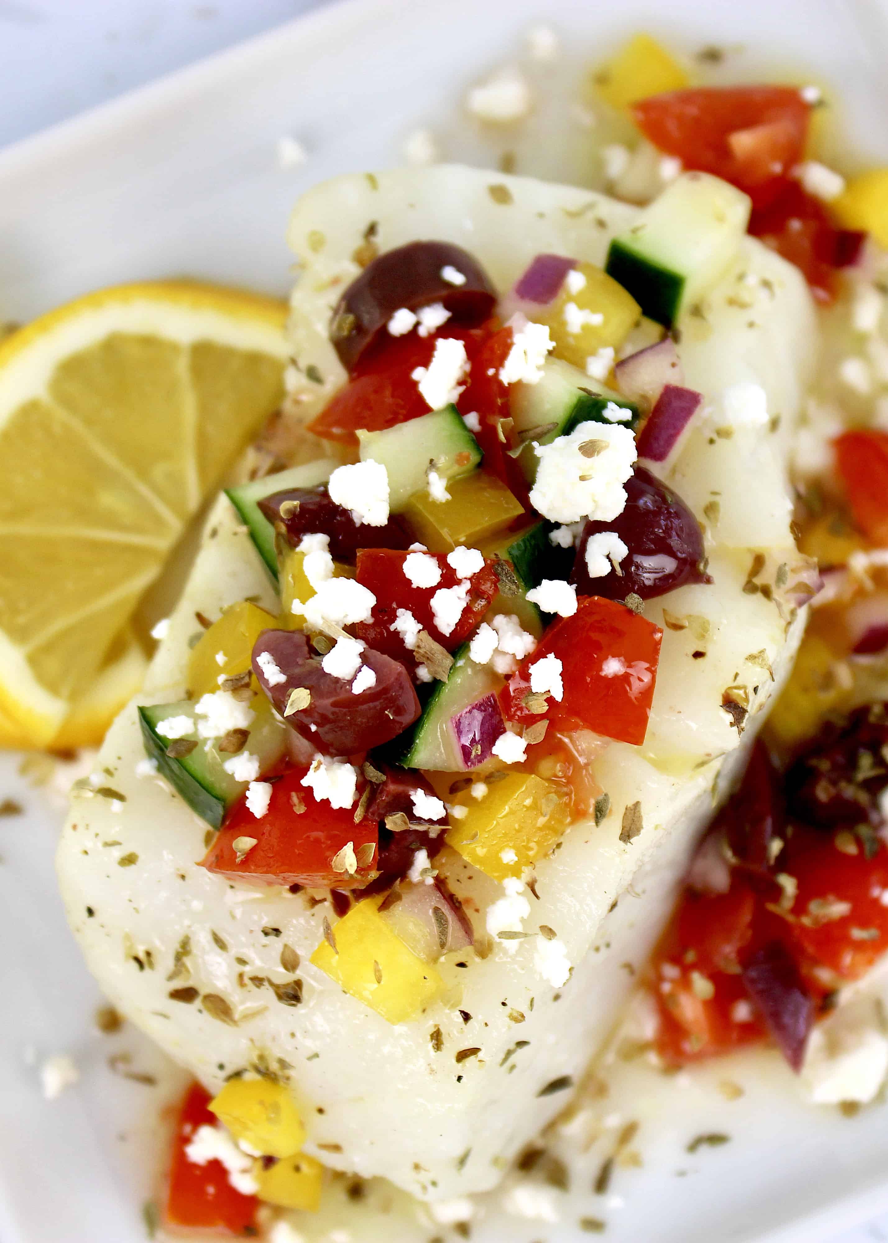 Baked Cod with Greek Salsa - Keto Cooking Christian