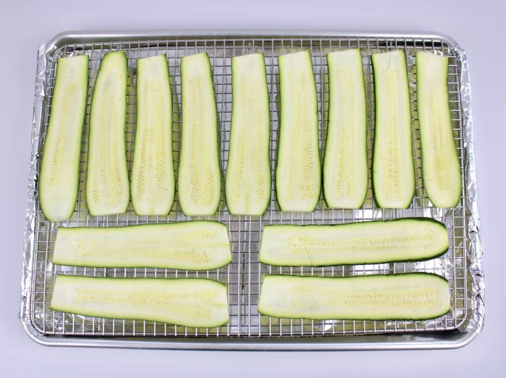 slices of zucchini on baking rack