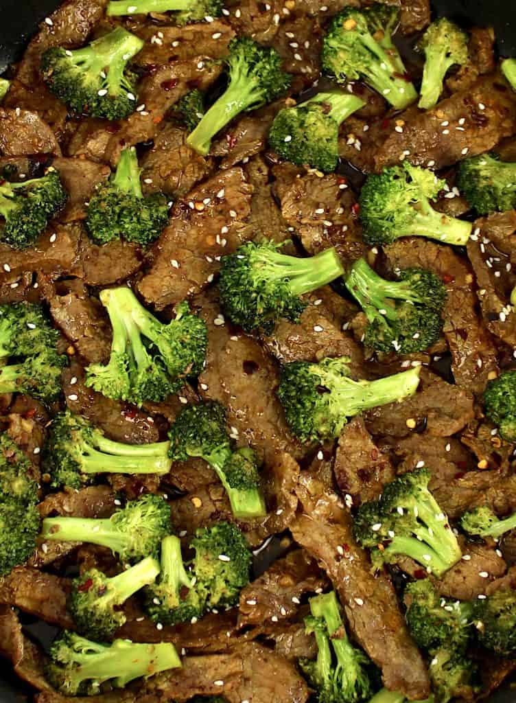 closeup of Beef and Broccoli in skillet