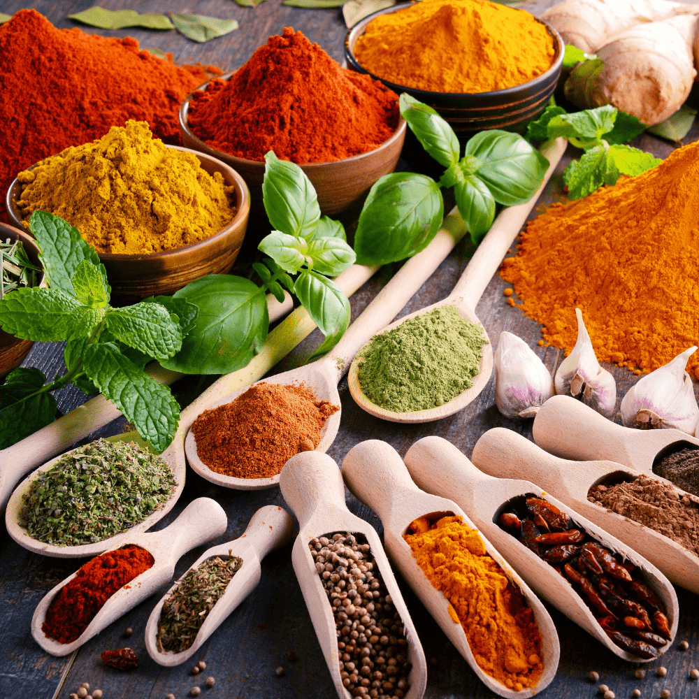 different spices and herbs