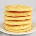 6 pieces cloud bread stacked up on white plate