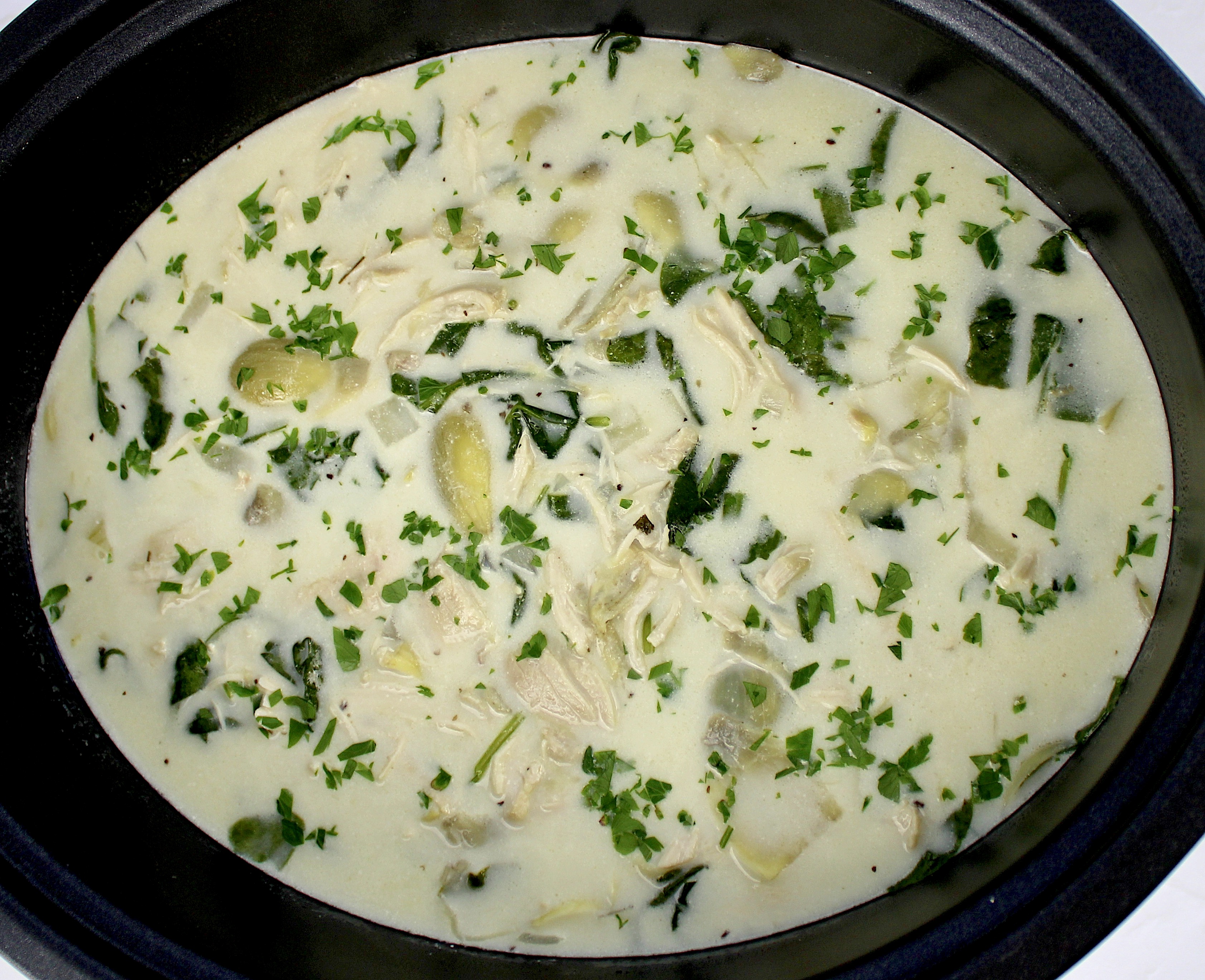 Slow Cooker Spinach Artichoke Chicken Soup Keto Cooking Christian