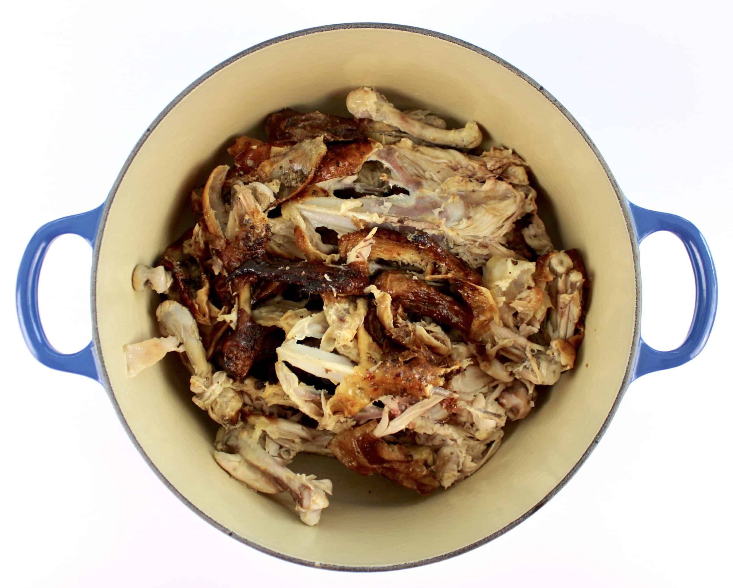 rotisserie chicken carcass in pot