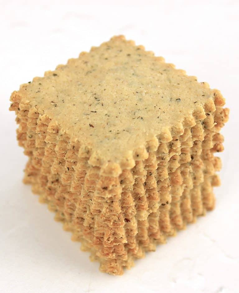 ranch crackers stacked up on white board