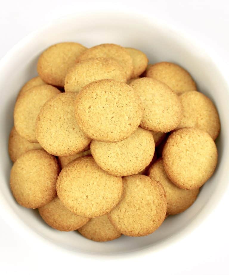 vanilla wafers in white bowl
