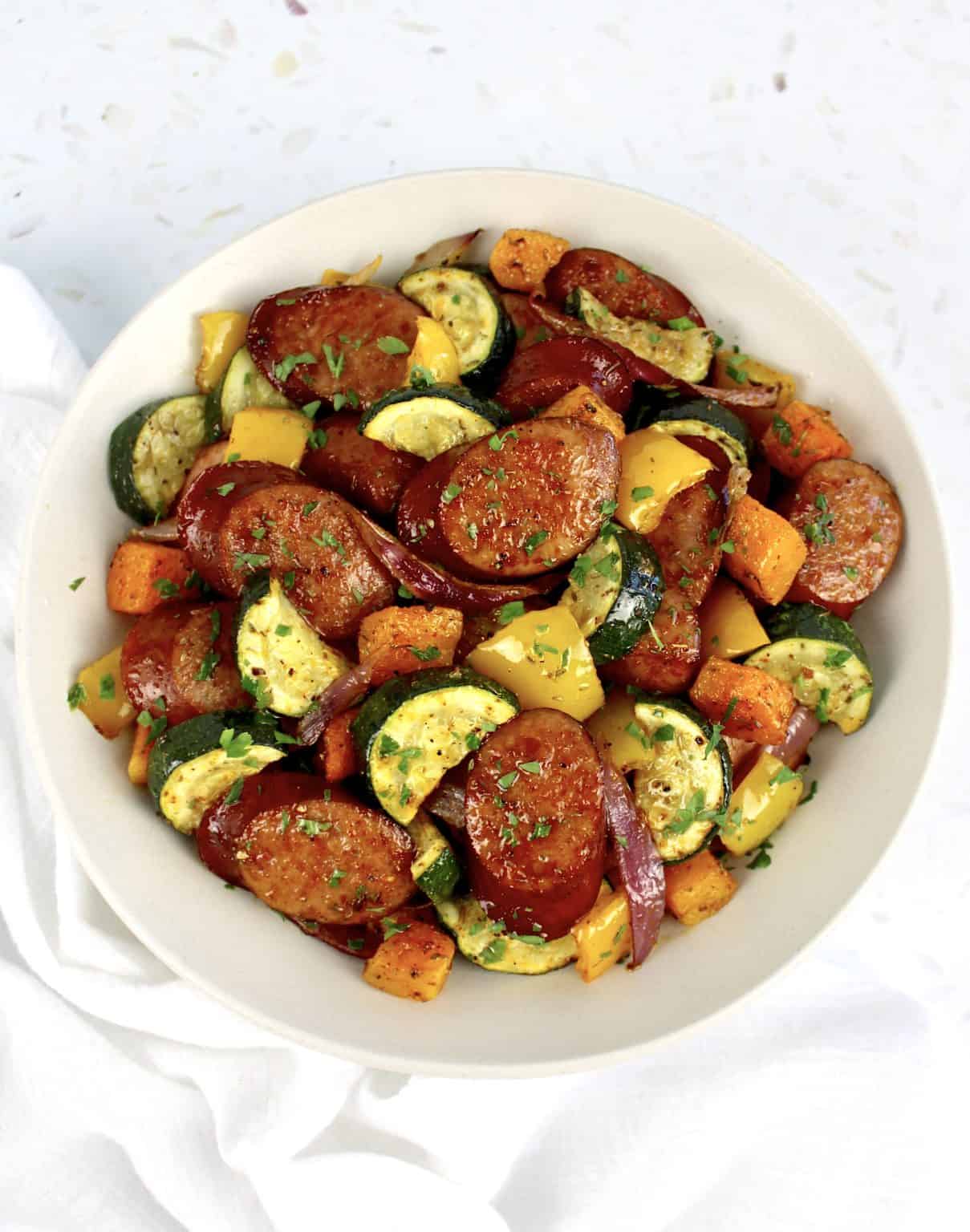 Sheet Pan Sausage and Veggies - Keto Cooking Christian