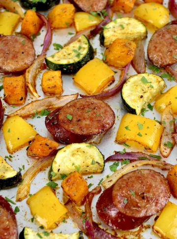 Sheet Pan Sausage and Veggies - Keto Cooking Christian