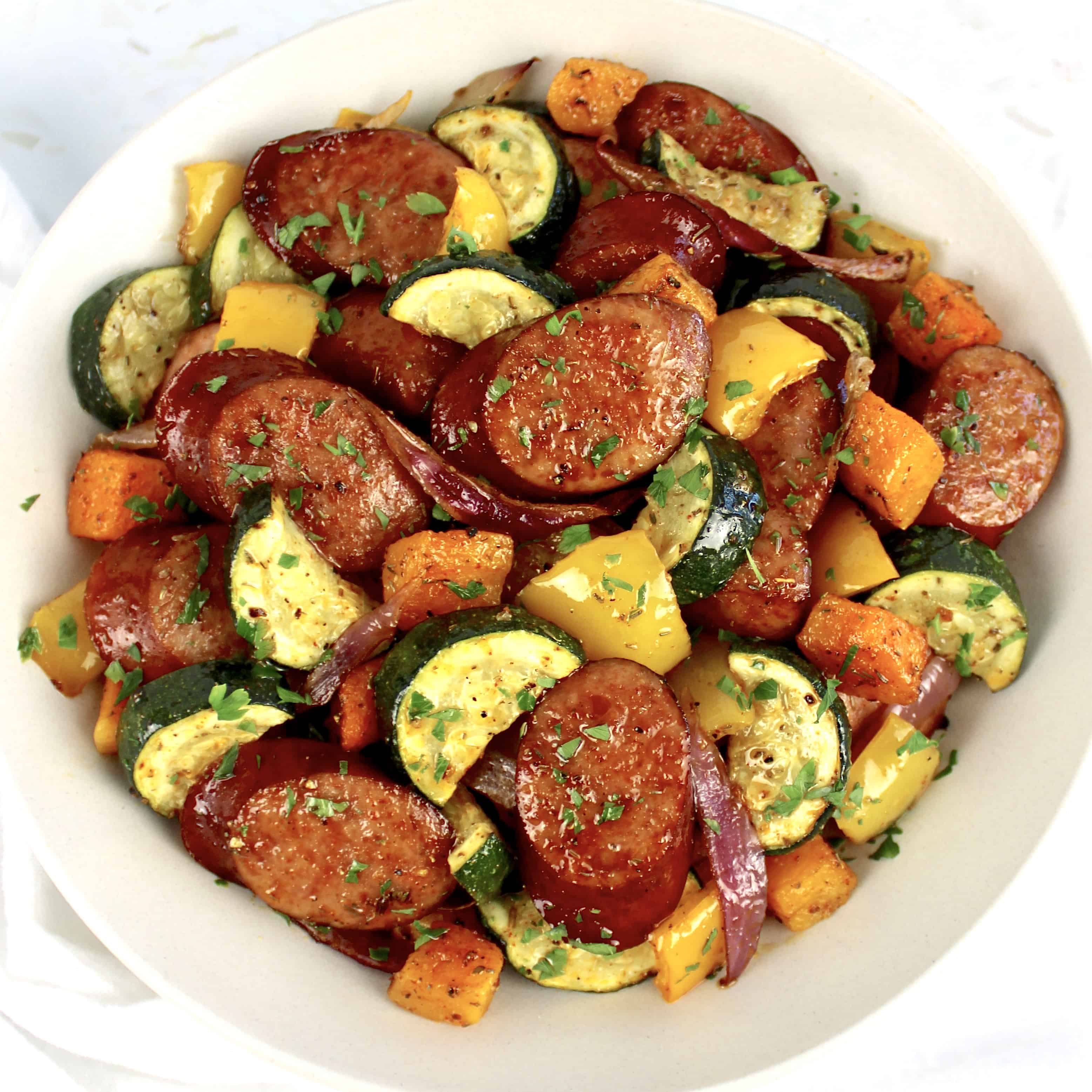 Sheet Pan Sausage and Veggies - Keto Cooking Christian