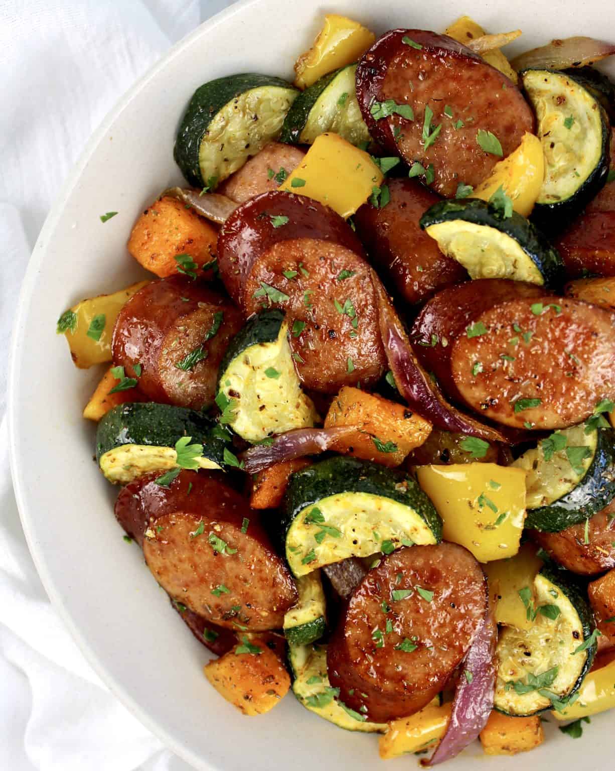 Sheet Pan Sausage and Veggies - Keto Cooking Christian