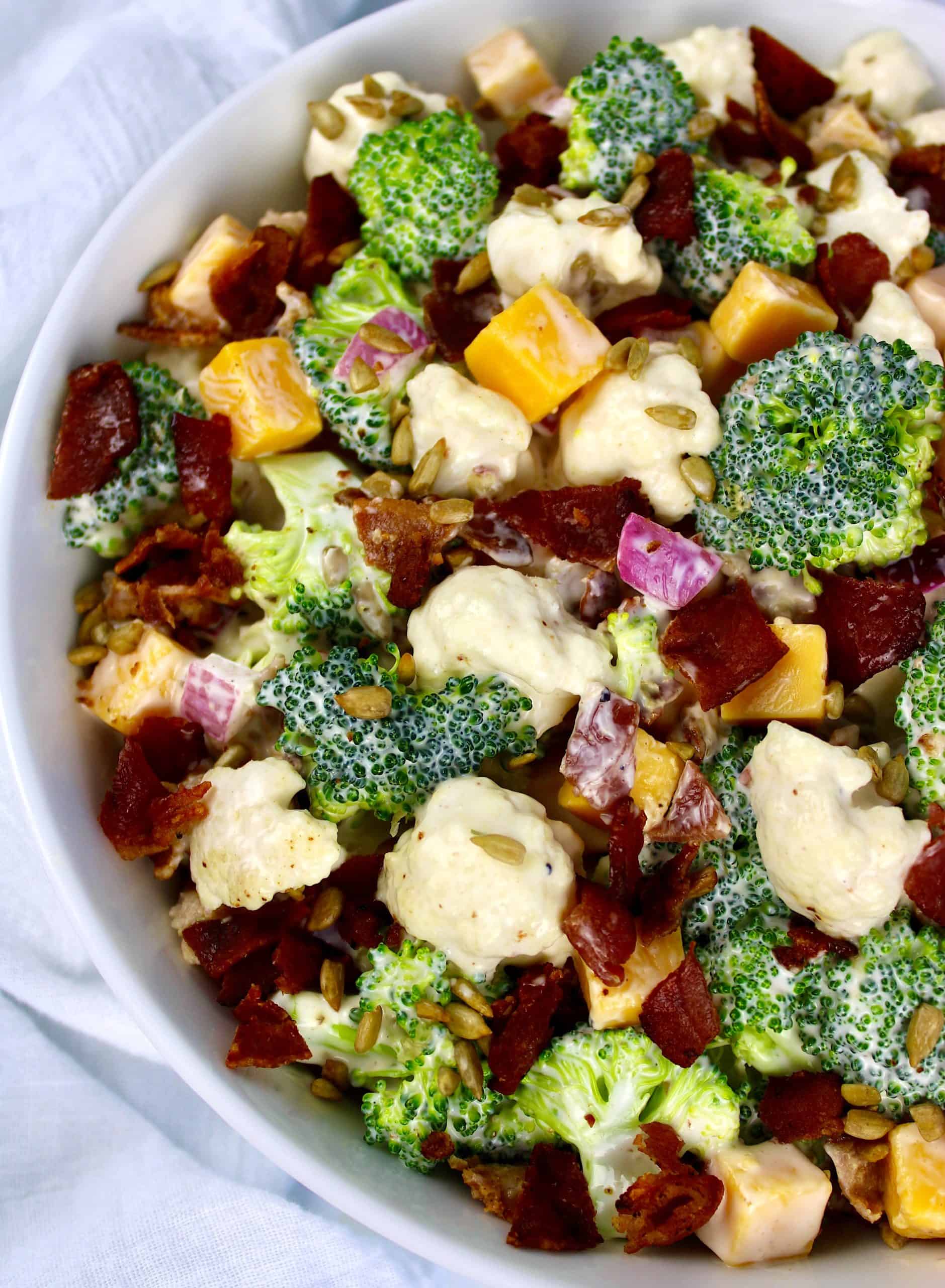 closeup of Broccoli Cauliflower Salad