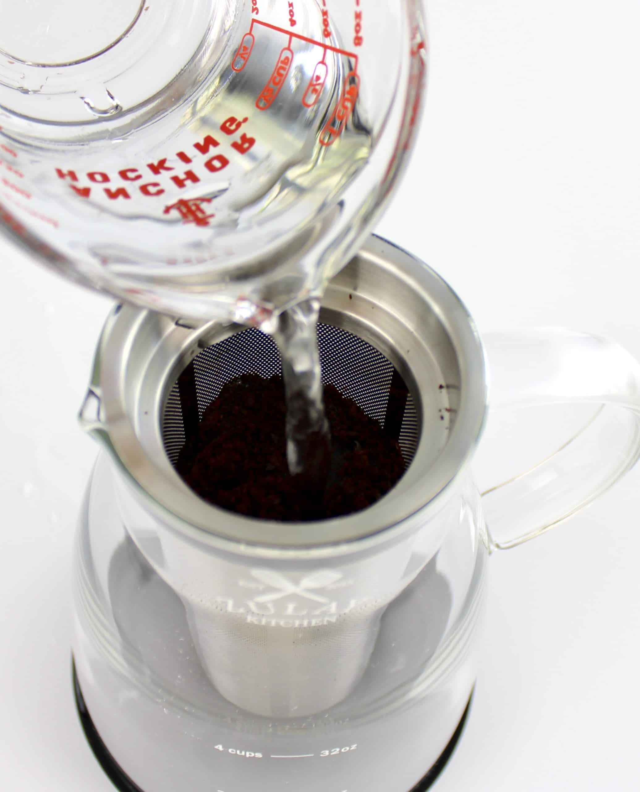 water being poured into Cold Brew Coffee maker