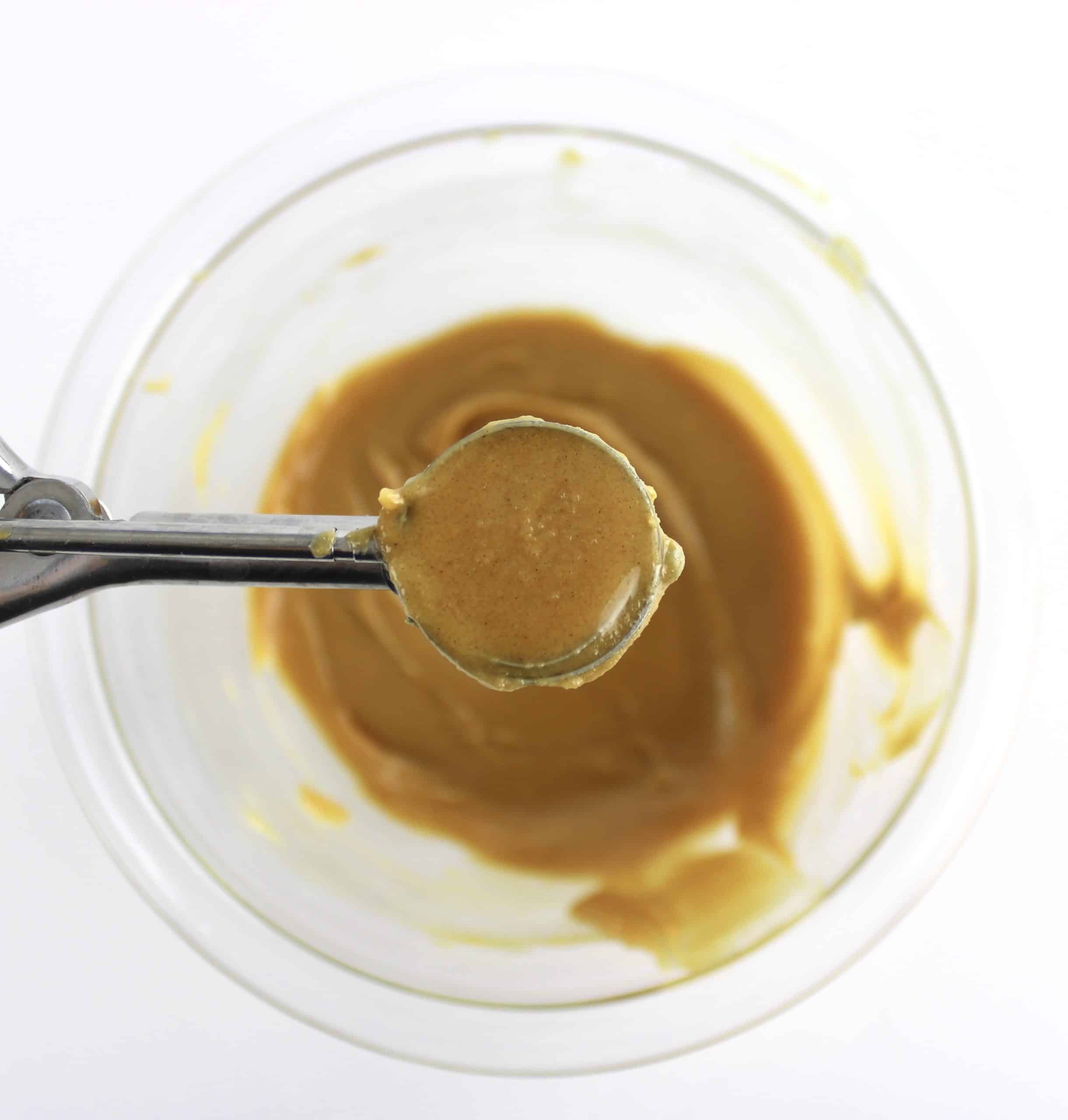 peanut butter mixture in mini scooper