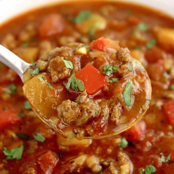 Stuffed Pepper Soup in spoon