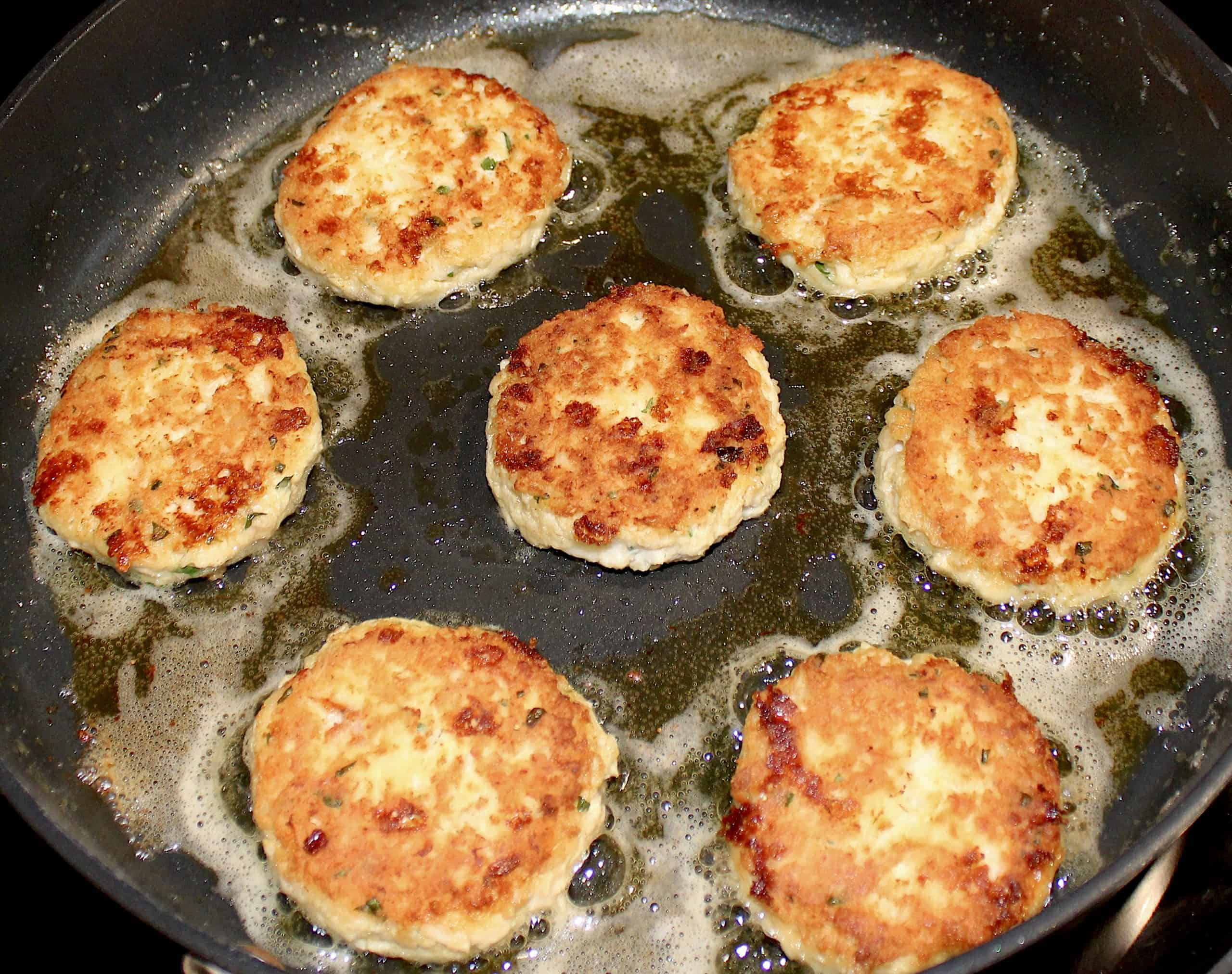 chicken patties fried in skillet