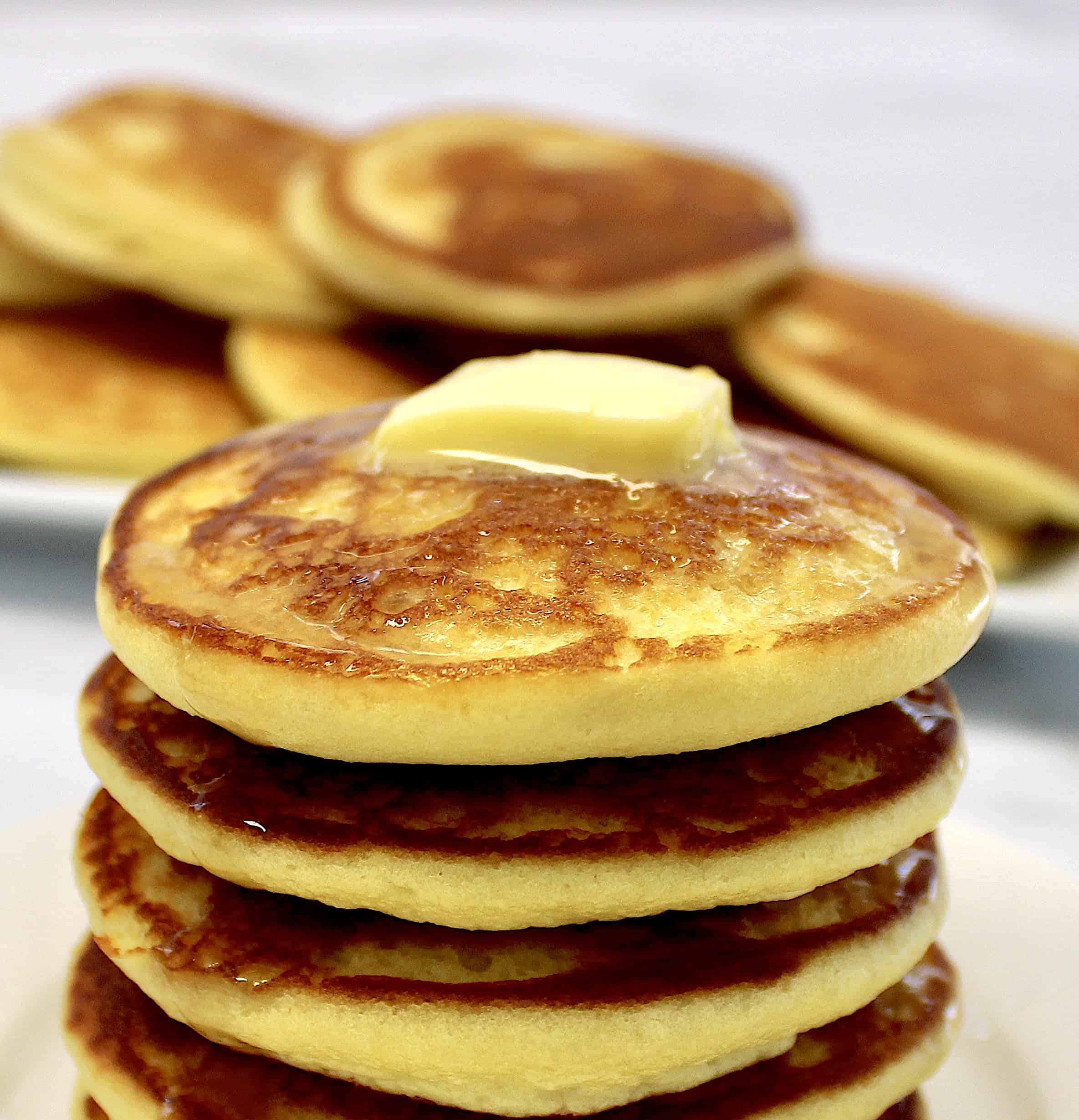 stack of keto buttermilk pancakes with butter on top