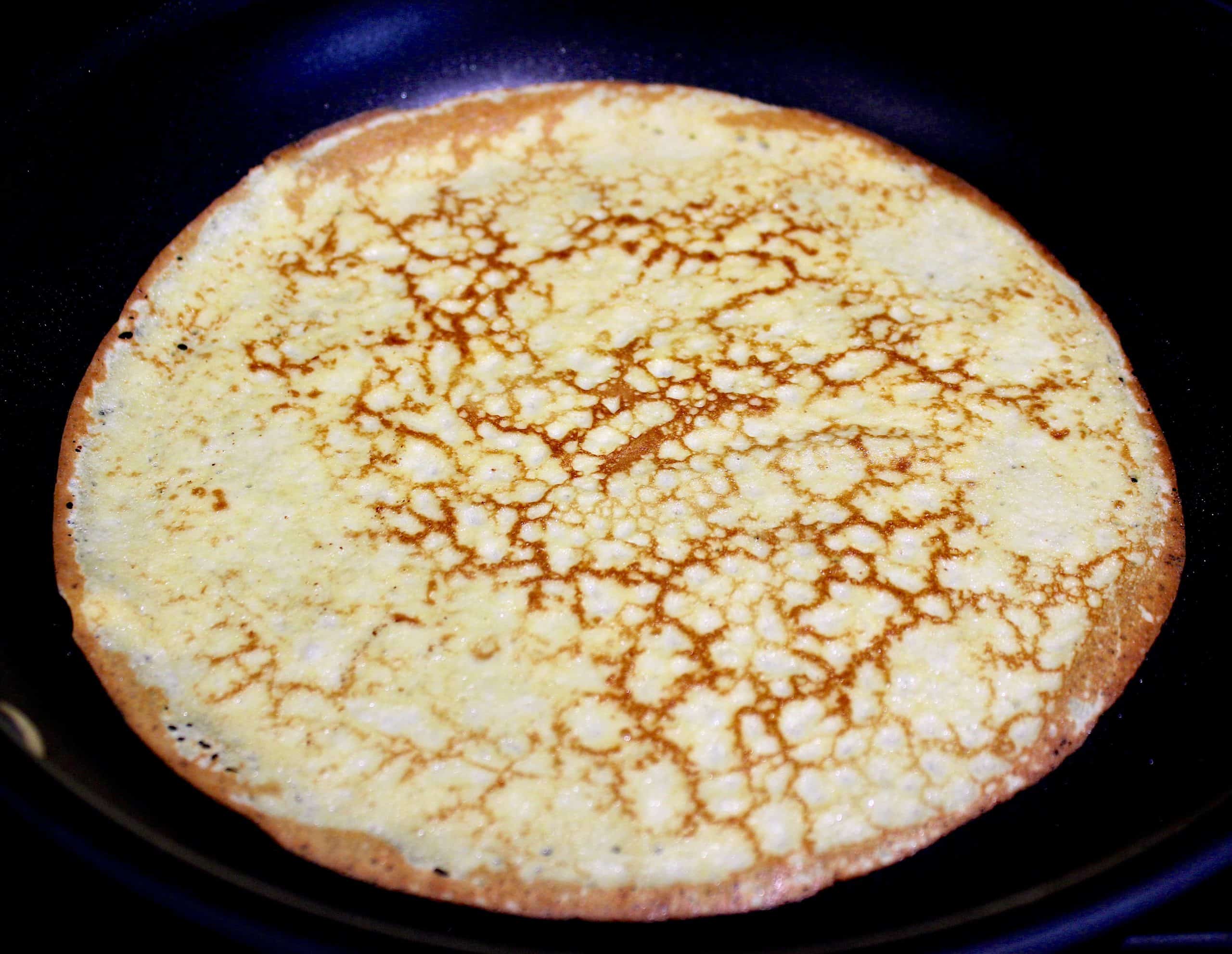 cooked crepe in skillet