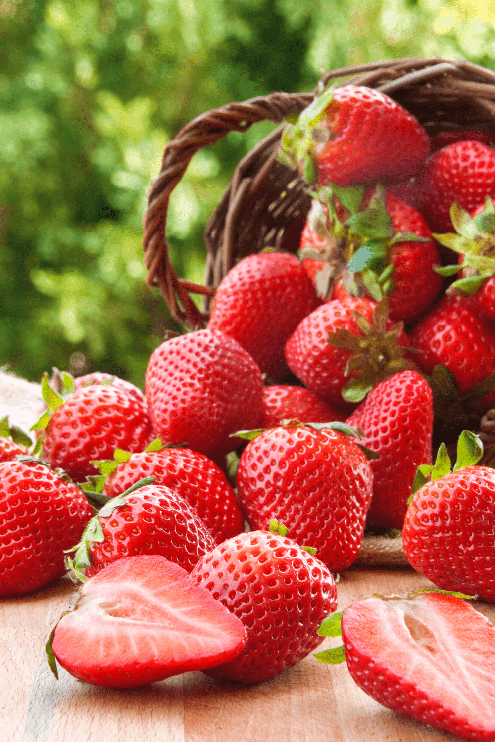 strawberries spilling out of basket