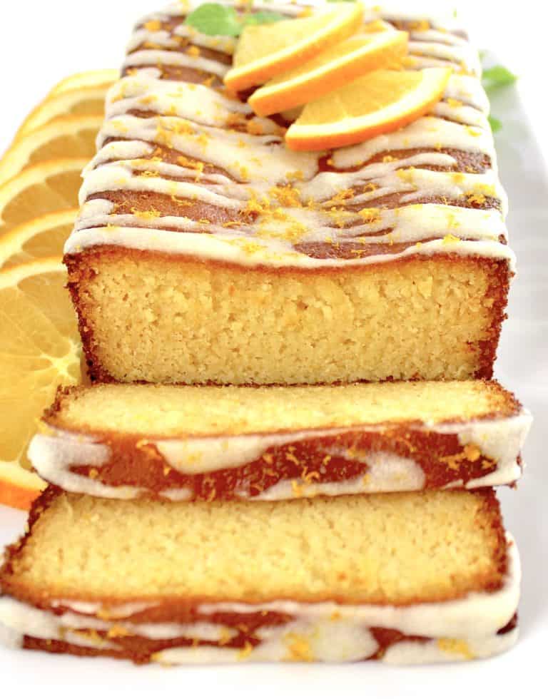 Keto Orange Pound Cake oh white plate