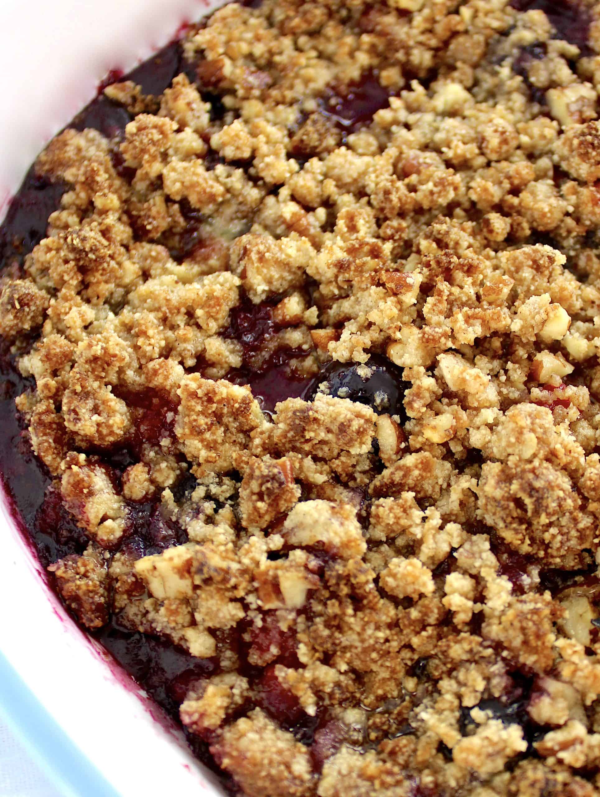 closeup side view of Mixed Berry Crumble