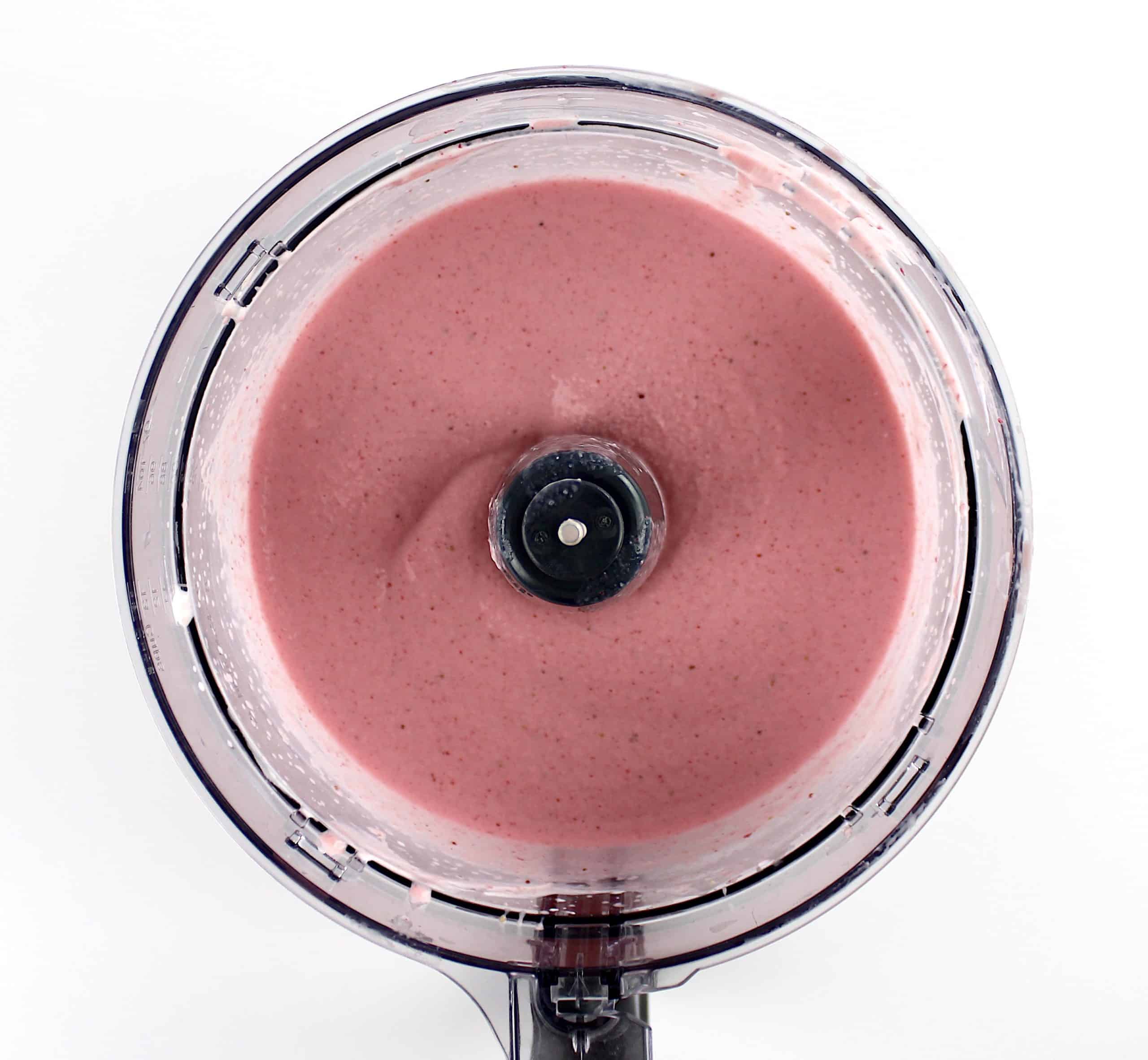 Keto Strawberry Frozen Yogurt blended in food processor