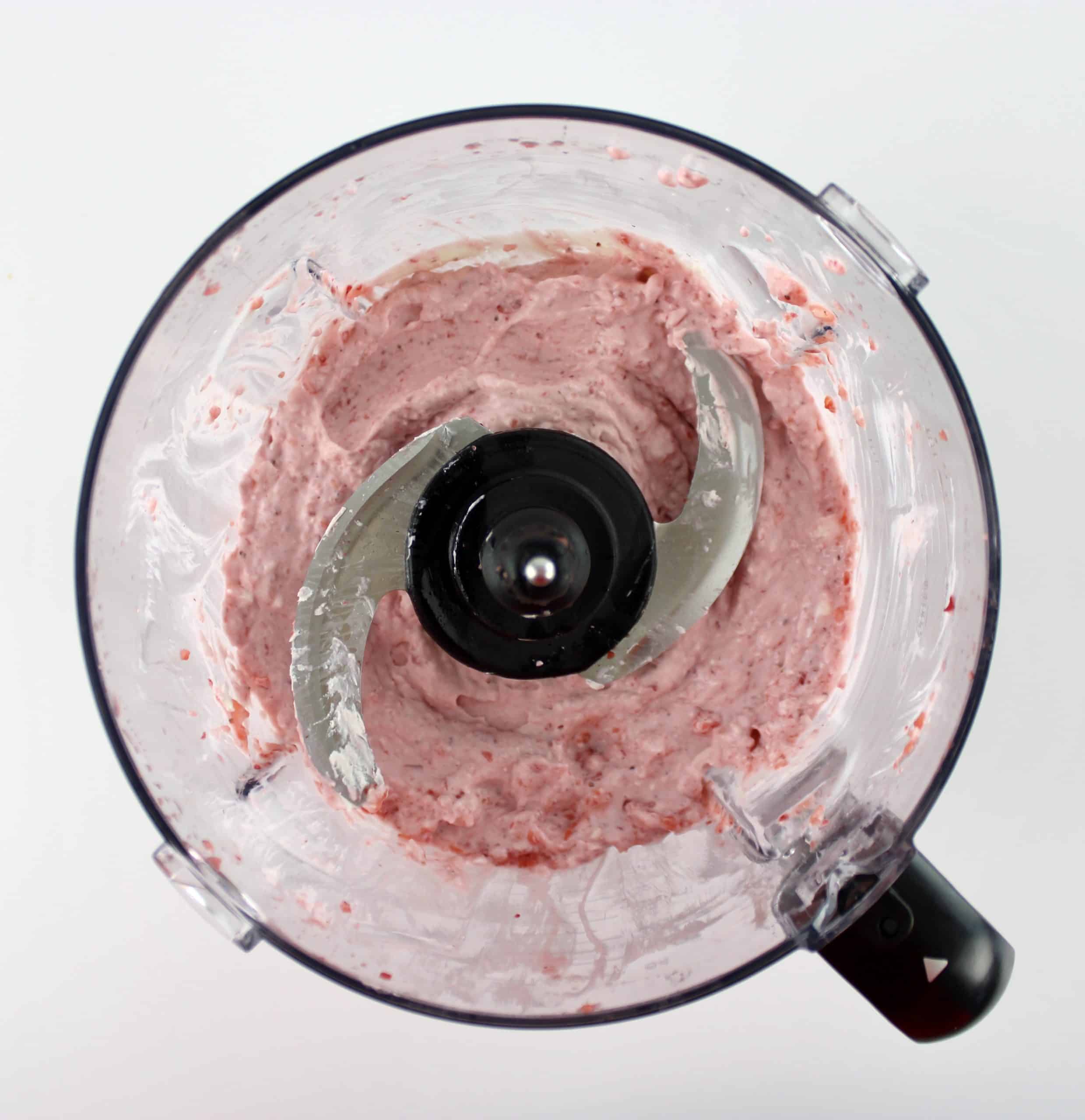 No Churn Keto Strawberry Ice Cream in food processor