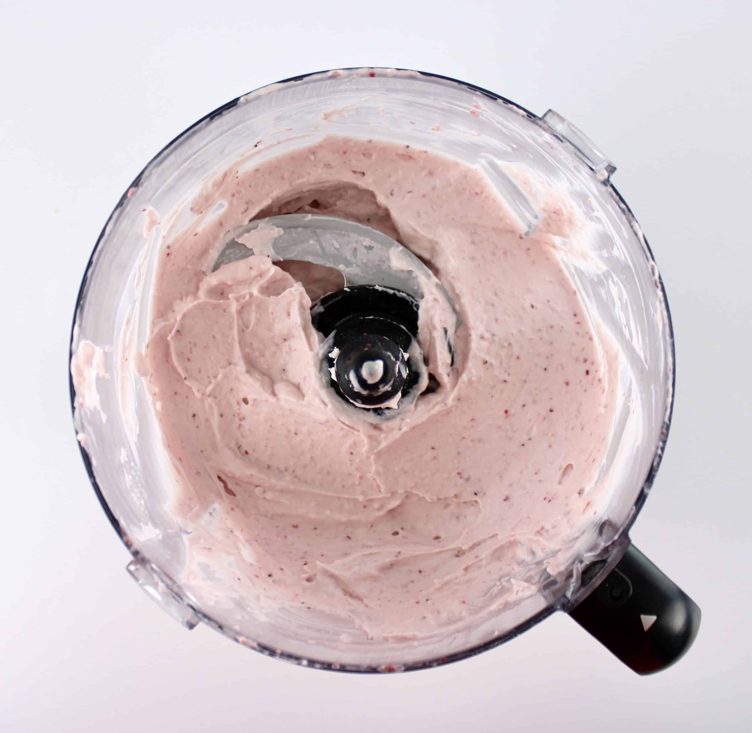 No Churn Keto Strawberry Ice Cream in food processor