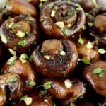 closeup of Sautéed Mushrooms with chopped parsley