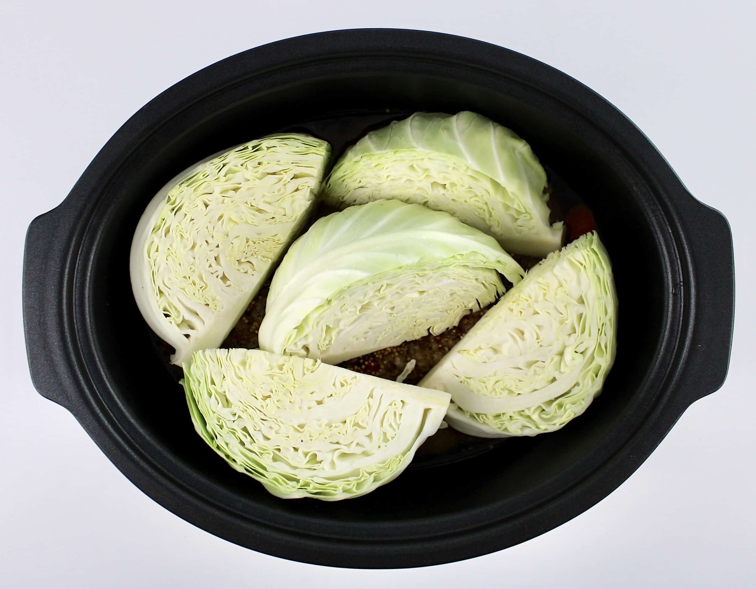 cabbage wedges in slow cooker uncooked