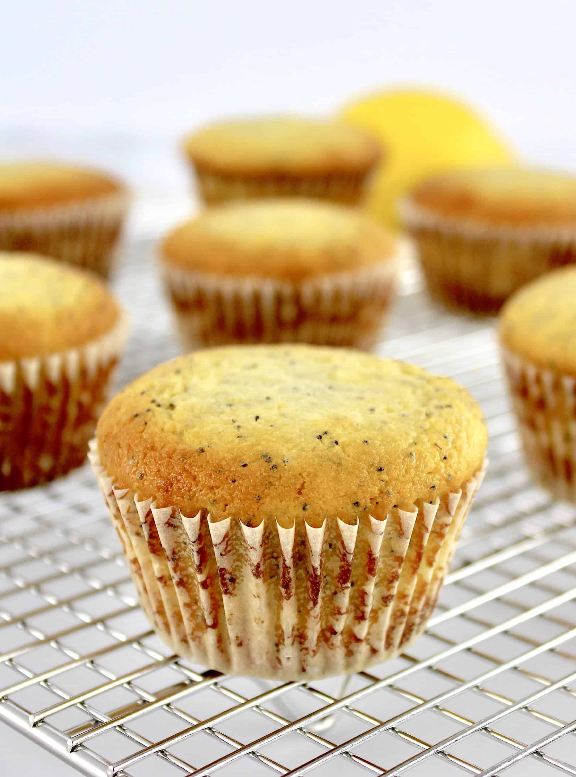 Keto Lemon Poppy Seed Muffins on cooling rack