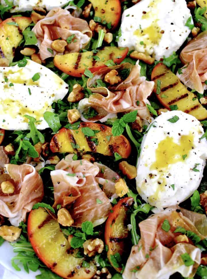 Grilled Peach Burrata Salad with Prosciutto - Keto Cooking Christian