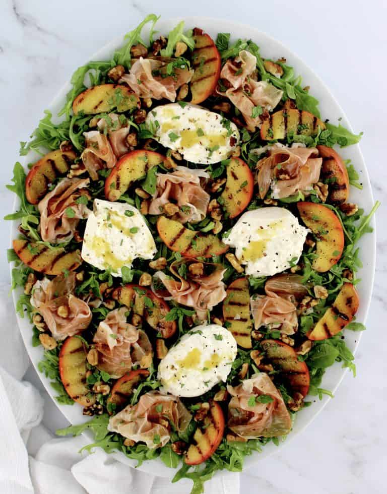 Grilled Peach Burrata Salad with Prosciutto - Keto Cooking Christian
