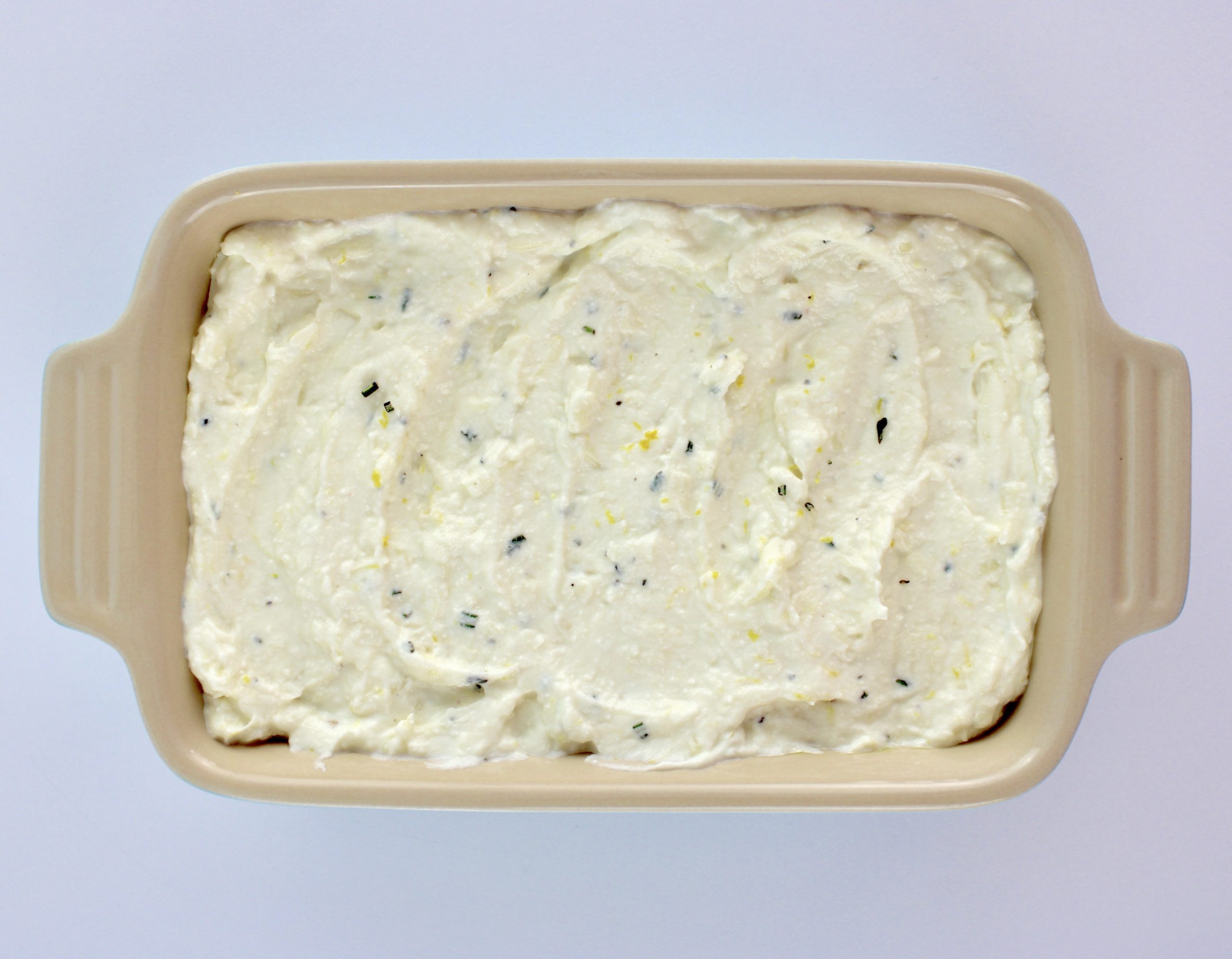 Ricotta Dip in rectangle baking dish unbaked