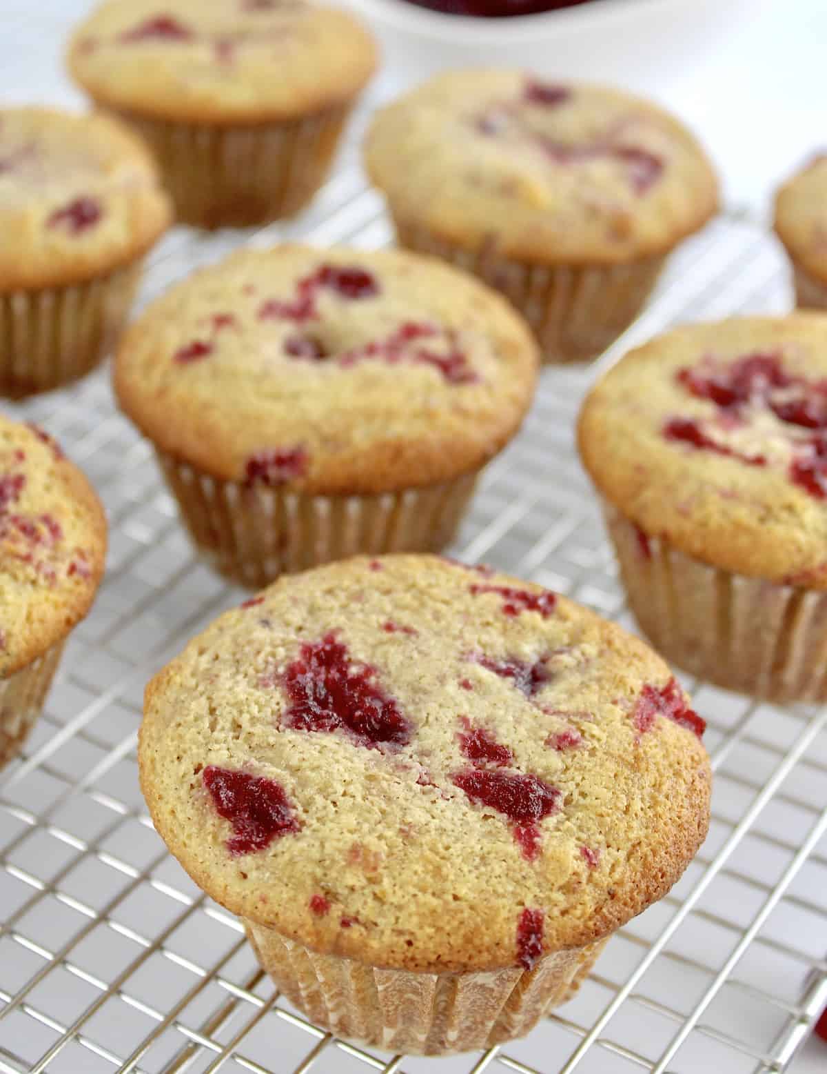 Cranberry Sauce and Walnut Muffins on cooling rack