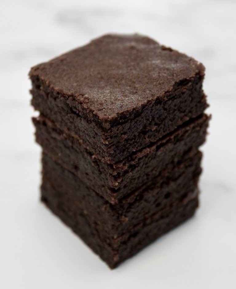 Keto Fudge Brownies stacked up