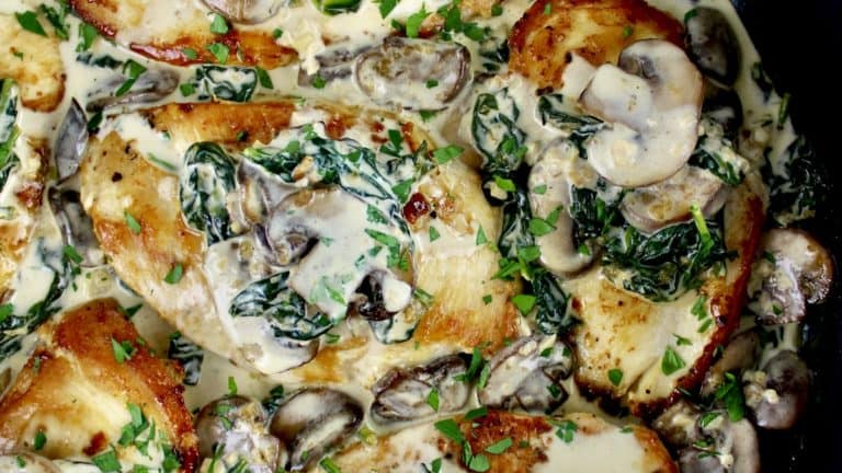 closeup of Chicken Florentine Skillet