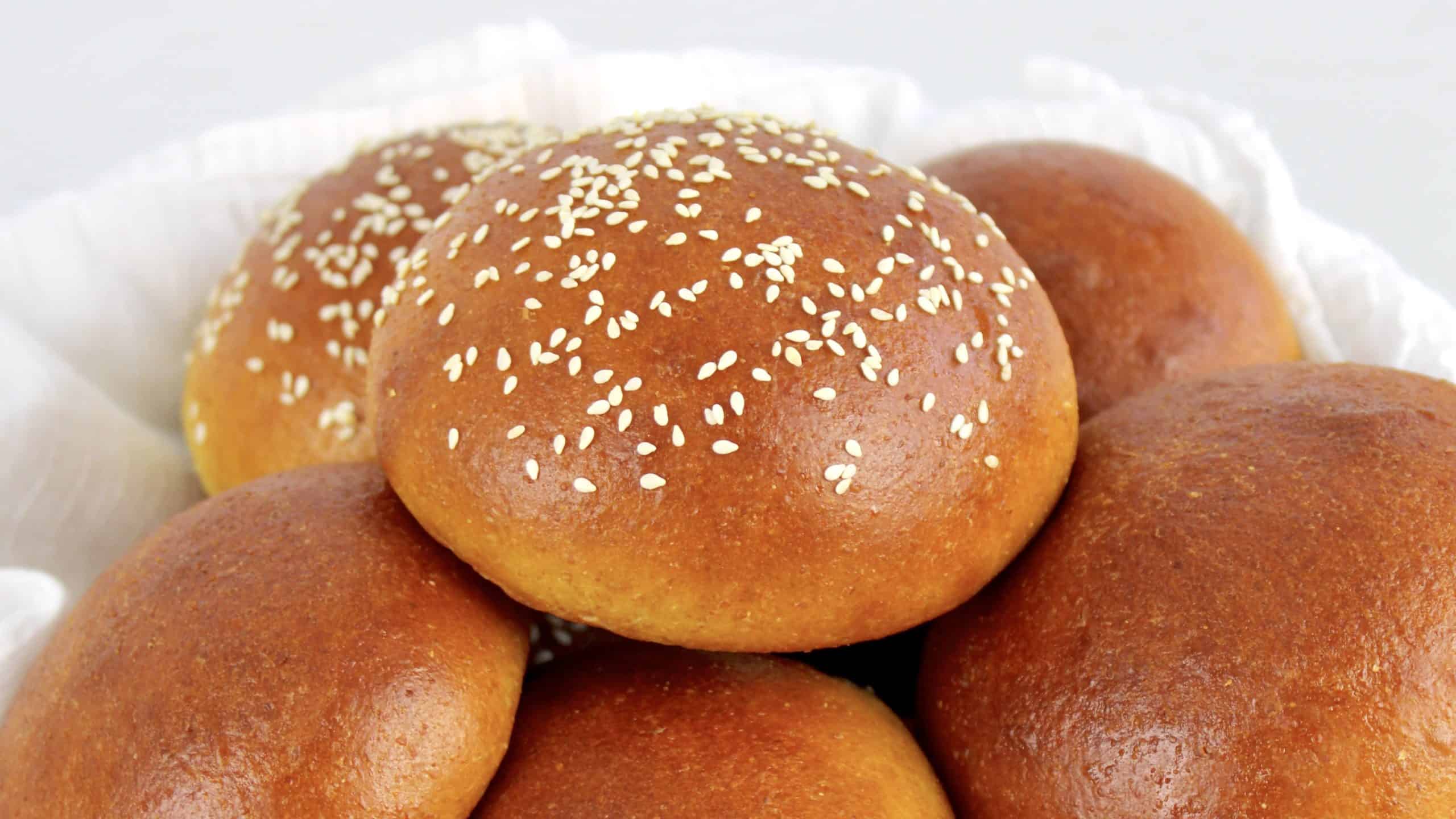 closeup of a Keto Bun with sesame seeds on top