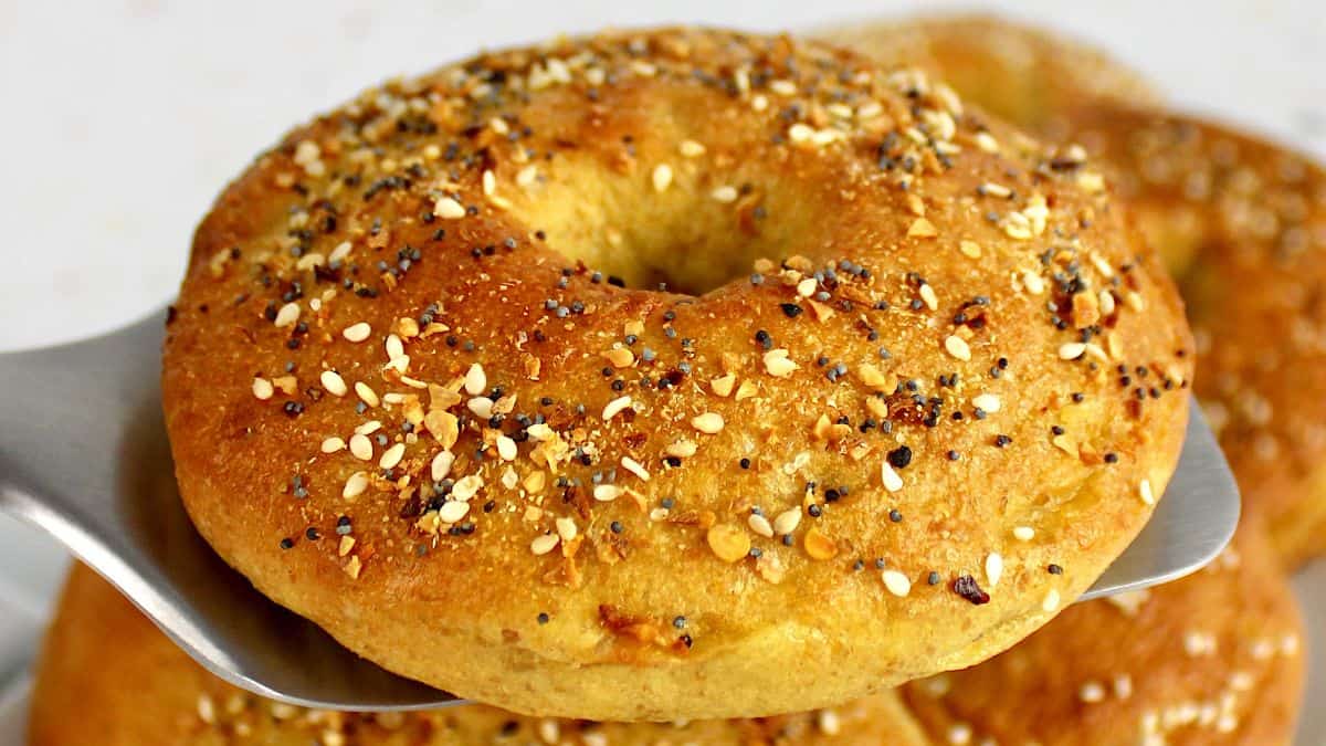 closeup of keto everything bagel