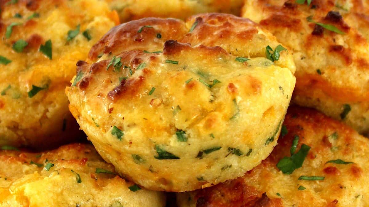 closeup of Keto Cheddar Ranch Biscuit