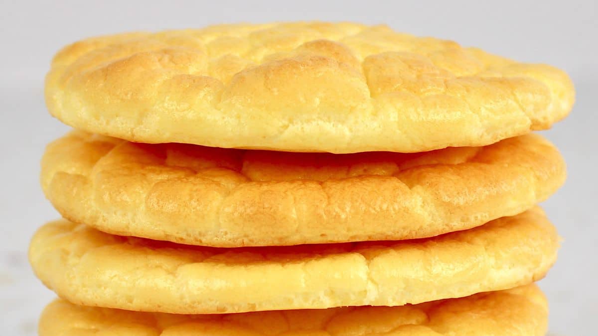 stack of 4 slices of Keto Cloud Bread