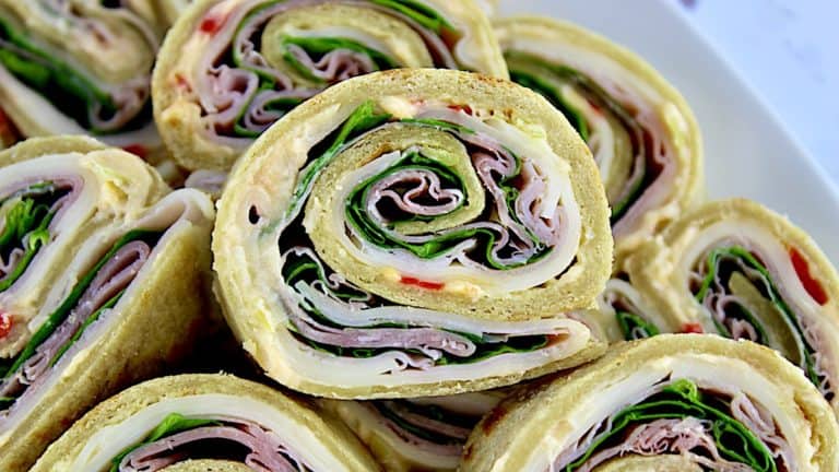closeup of Keto Italian Pinwheels on platter