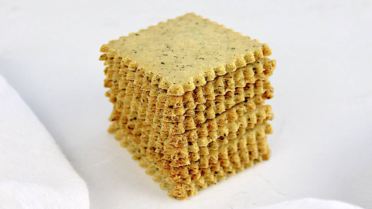 Keto Ranch Crackers stacked up