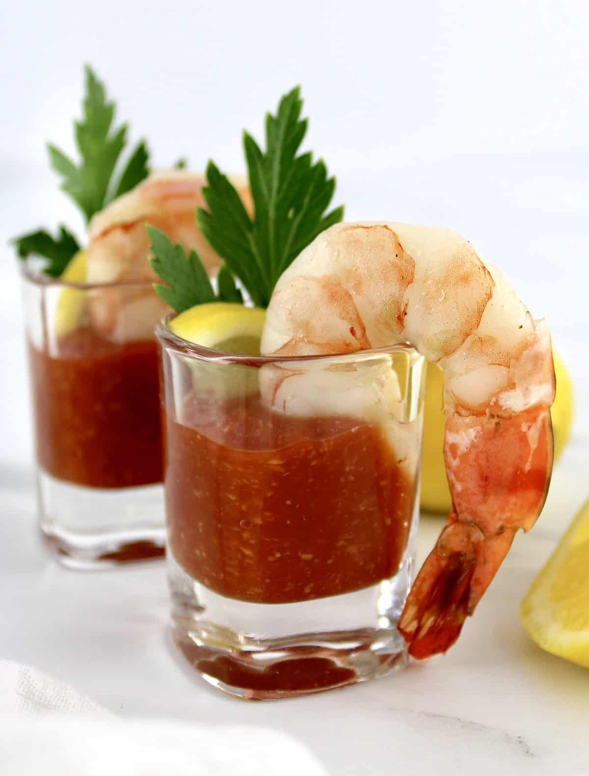 Shrimp Cocktail in shot glasses