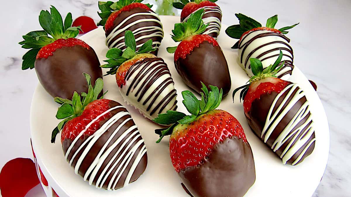 Chocolate Covered Strawberries in white plate