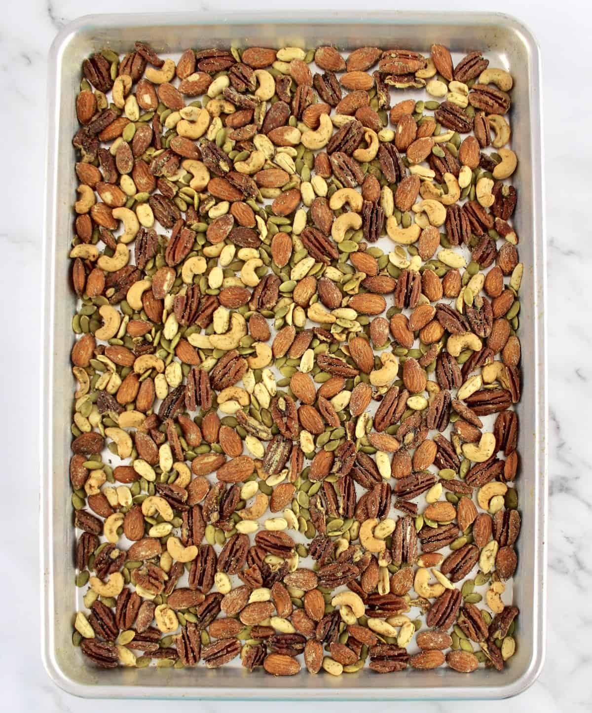 Ranch Roasted Nuts on baking sheet