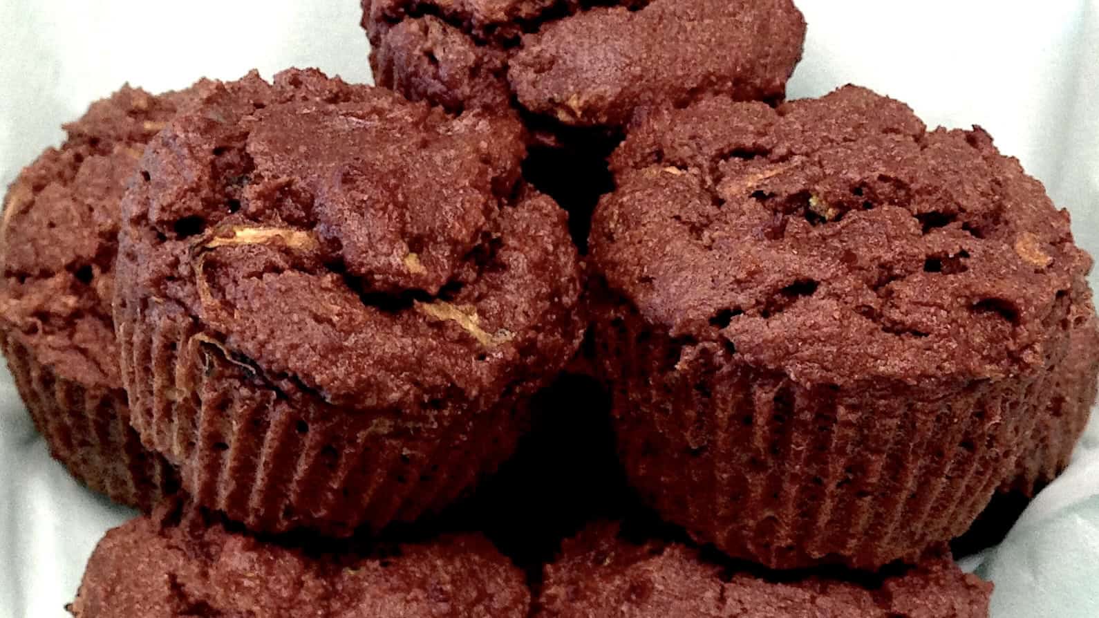 closeup of Chocolate Zucchini Muffins