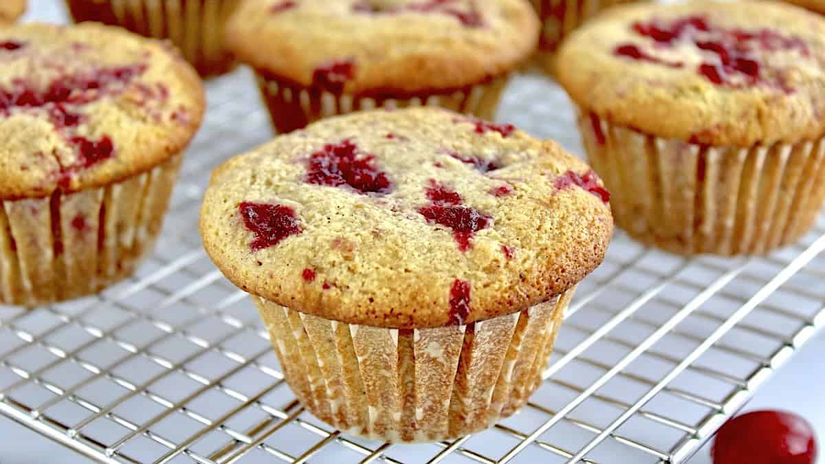 Cranberry Sauce and Walnut Muffins on cooling rack