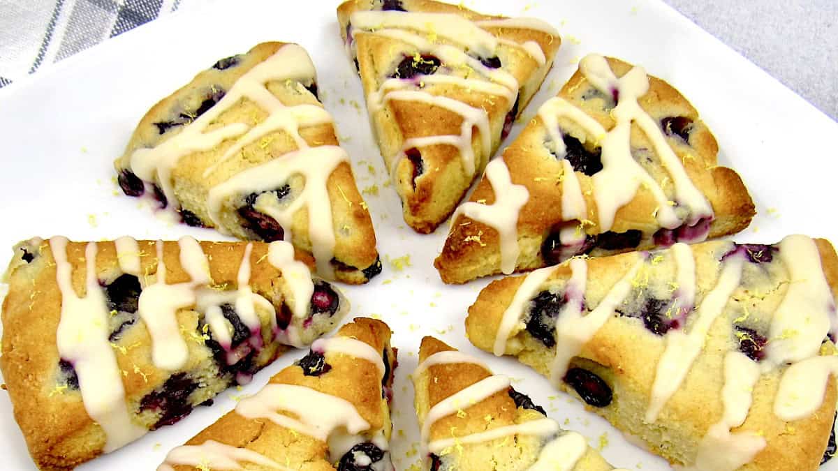 overhead view of blueberry lemon scones