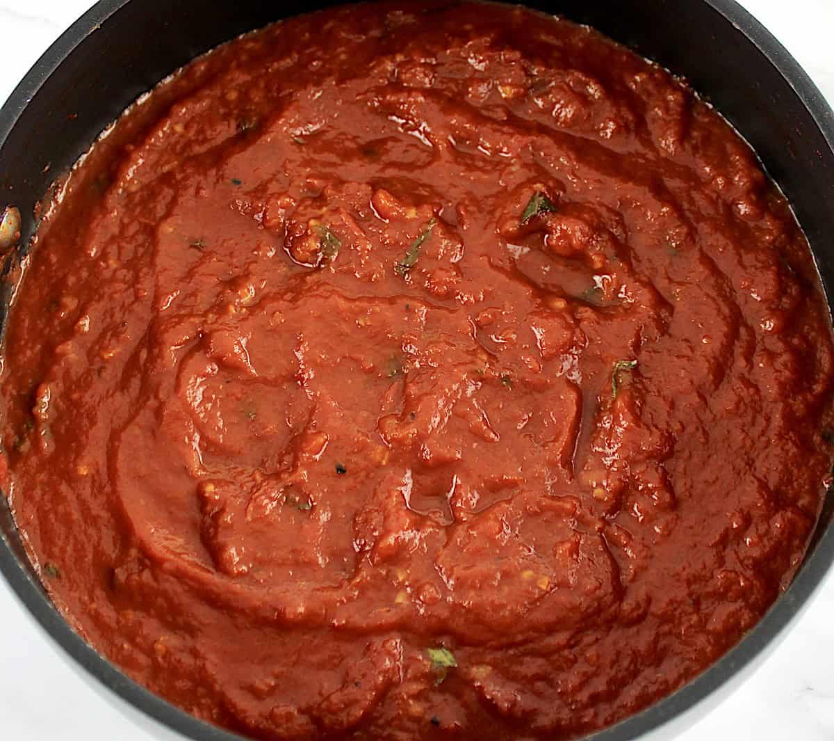 Keto Marinara Sauce in saucepan