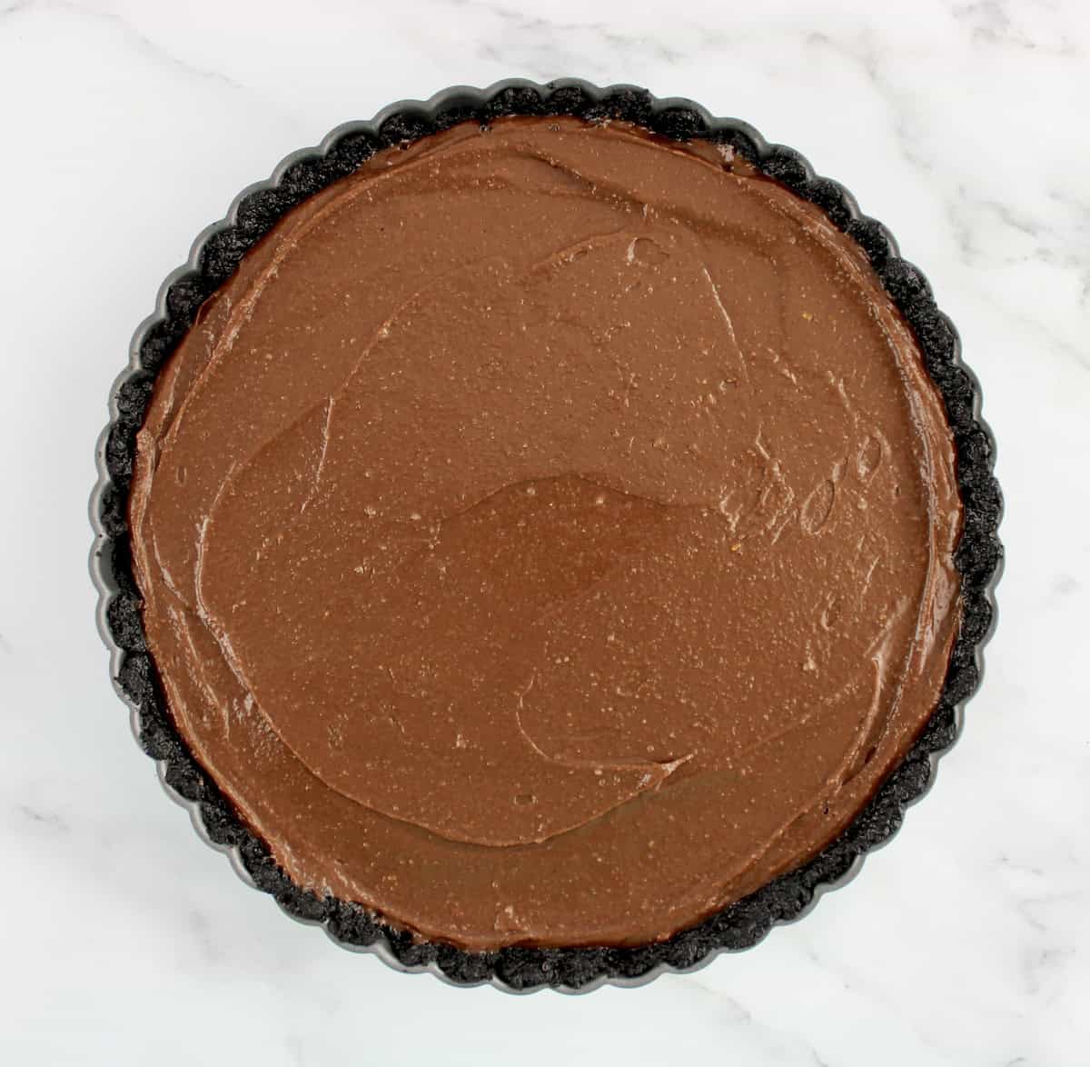 Chocolate Hazelnut Tart in tart pan